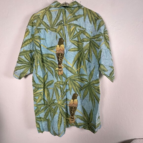 Tommy Bahama Mens Medium 100% Linen Tropical Parrot & Leaf Print Button-Up Shirt - Picture 2 of 7